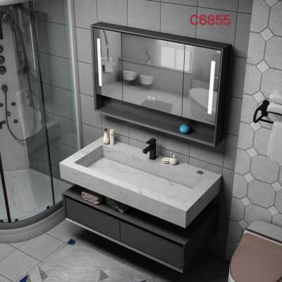 JM-C6855HH 嘉铭橡木岩板一体盆智能镜柜 DG800 (900- 1200询价）(浴室柜不参与优惠）